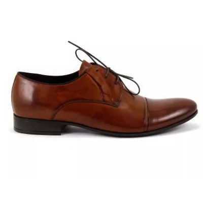 Derby męskie koniak 1604 – eleganckie cap toe Derby męskie koniak 1604 – eleganckie cap toe