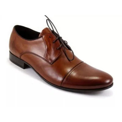 Derby męskie koniak 1604 – eleganckie cap toe Derby męskie koniak 1604 – eleganckie cap toe