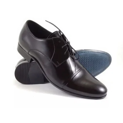 Derby męskie czarne połysk Pilpol 1604 cap toe