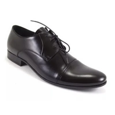 Derby męskie czarne 1604 – elegancki połysk