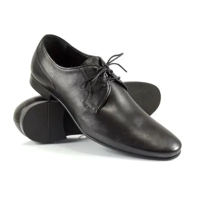 Derby czarne męskie ze skóry naturalnej z otwartą przyszwą i gładką cholewką premium