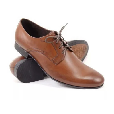 Koniakowe derby skórzane plain toe