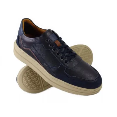 Granatowe trampki skórzane casual