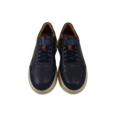 Granatowe Sneakersy Skórzane Casual – Pilpol Prato PC217 Granatowe Sneakersy Skórzane Casual – Pilpol Prato PC217