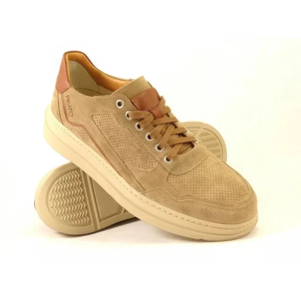 Beżowe Trampki Skórzane Casual Pilpol Prato PC217