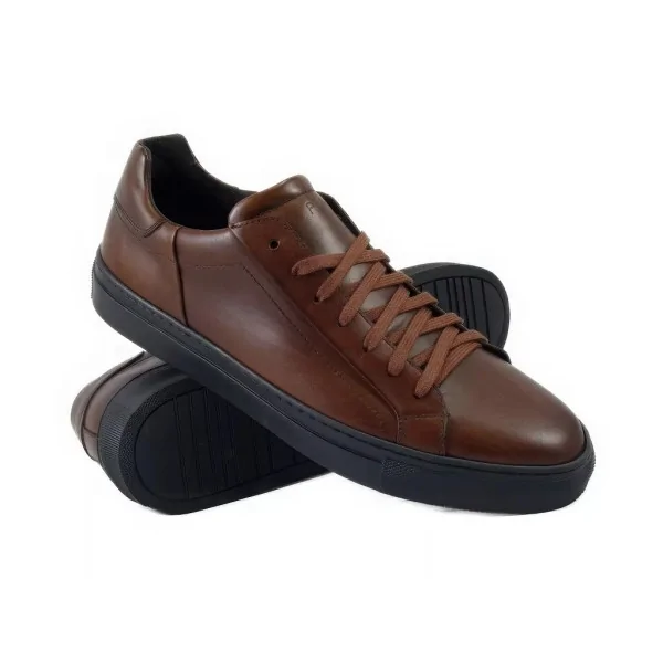 Ciemny Brąz Trampki Skórzane Casual Pilpol Prato PC238