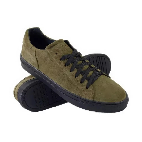 Oliwkowe Trampki Skórzane Casual Pilpol Prato PC238