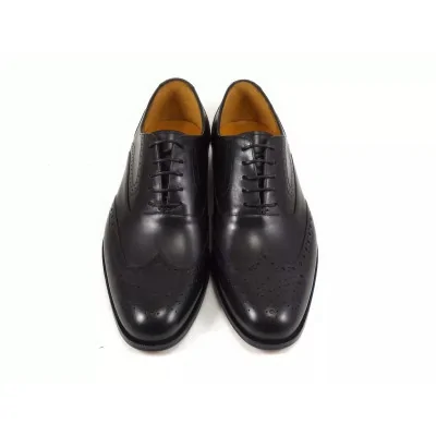 Czarne Oxfordy Brogsy Skórzane Eleganckie PW111