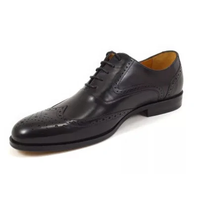 Czarne Oxfordy Brogsy Skórzane Eleganckie PW111