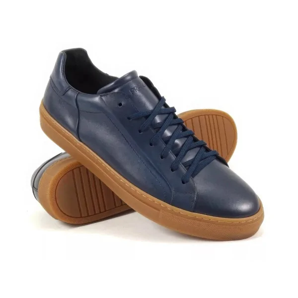 Granatowe Trampki Skórzane Casual Pilpol Prato PC238