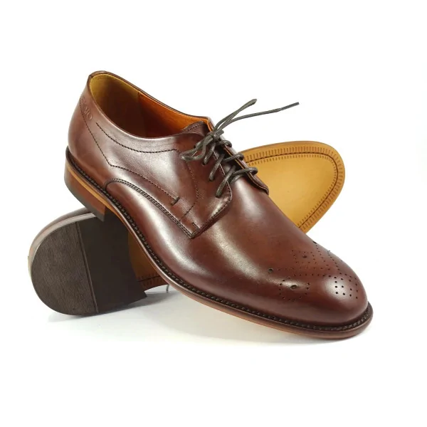 Ciemny Brąz Derby Skórzane Eleganckie Pilpol Prato PW199