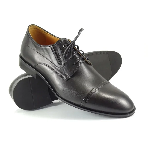 Czarne Derby Skórzane Eleganckie Pilpol Prato PW209