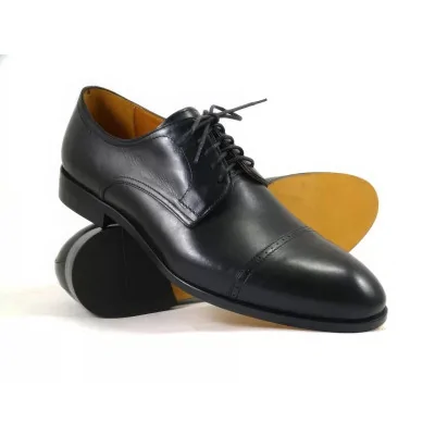 Czarne derby skórzane eleganckie cap toe