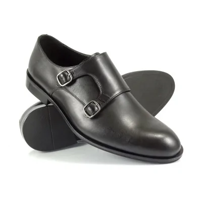 Czarne monki skórzane eleganckie double monk