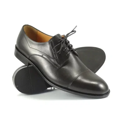 Czarne derby skórzane eleganckie cap toe