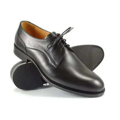 Czarne derby skórzane eleganckie plain toe