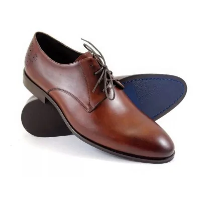 Derby męskie orzech Premium Pilpol Prato PW007 skóra cielęca