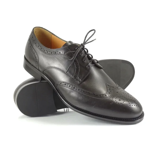 Brogsy Derby Czarne Skórzane Eleganckie Pilpol Prato PW217