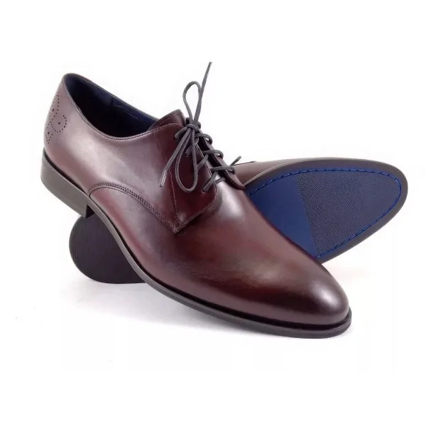 Derby męskie burgund Premium Pilpol Prato PW007