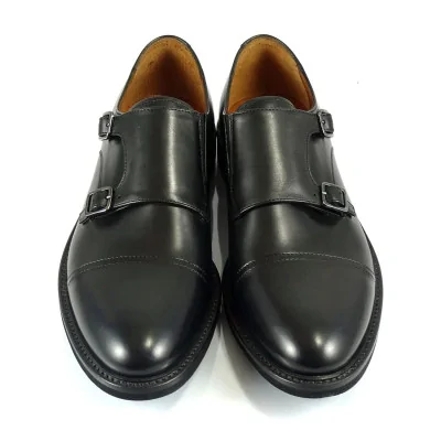 Double monk strap Pilpol – monki cap toe premium czarne