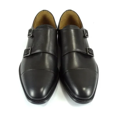 Double monk strap Pilpol – monki cap toe premium czarne