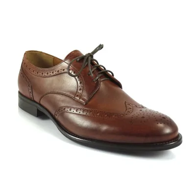 Koniak Derby Brogsy Skórzane Eleganckie PW217 Koniak Derby Brogsy Skórzane Eleganckie PW217