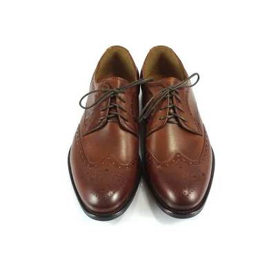 Koniak Derby Brogsy Skórzane Eleganckie PW217 Koniak Derby Brogsy Skórzane Eleganckie PW217