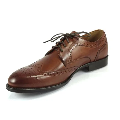 Koniak Derby Brogsy Skórzane Eleganckie PW217 Koniak Derby Brogsy Skórzane Eleganckie PW217