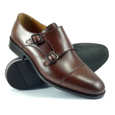 Orzechowe double monk strap Pilpol Prato cap toe