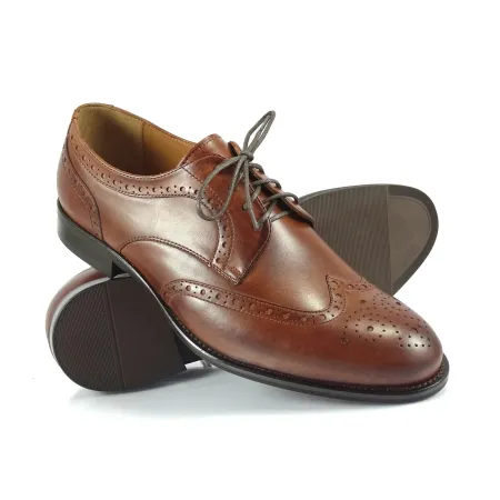 Buty męskie Pilpol Prato PW217 B158 Brązowe Brogsy-Derby