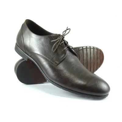 Ciemnobrązowe derby Pilpol UU21 skórzane otwarta przyszwa