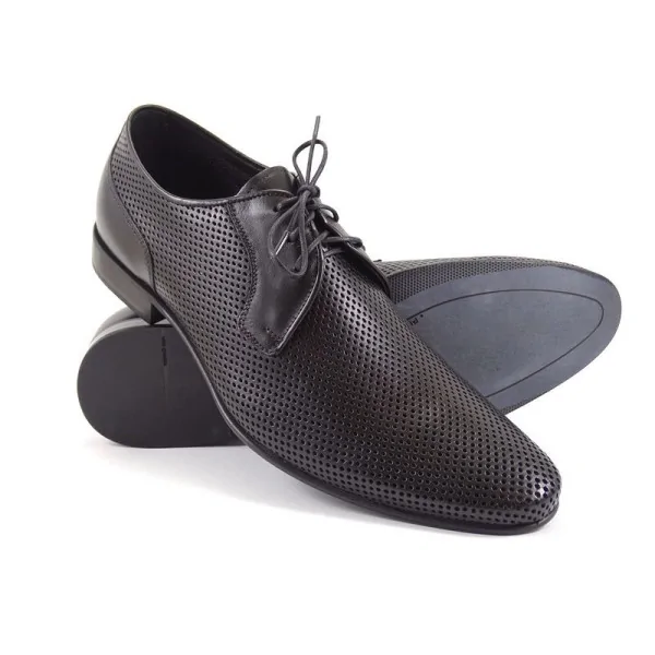 Derby Ażurowe Czarne Męskie Pilpol 1289