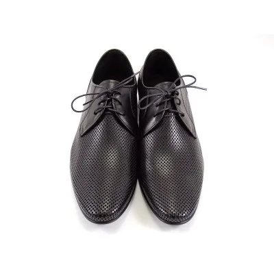Derby ażurowe czarne męskie Pilpol 1289 – derby czarne