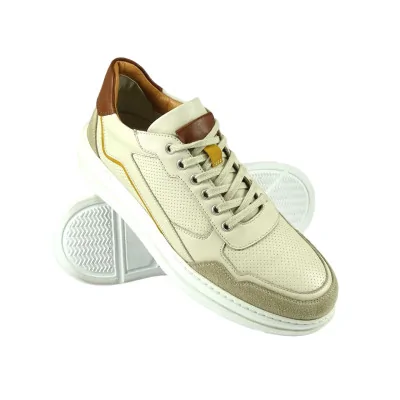 Beżowe Sneakersy Skórzane Casual – Pilpol Prato PC217