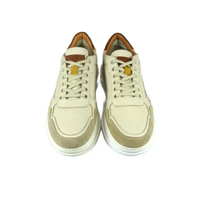 Beżowe Sneakersy Skórzane Casual – Pilpol Prato PC217 Beżowe Sneakersy Skórzane Casual – Pilpol Prato PC217