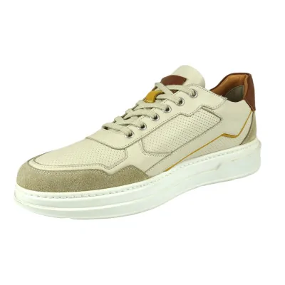 Beżowe Sneakersy Skórzane Casual – Pilpol Prato PC217 Beżowe Sneakersy Skórzane Casual – Pilpol Prato PC217