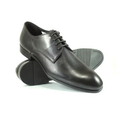 Derby męskie czarne PW078 – premium