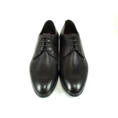 Derby męskie czarne PW078 – premium