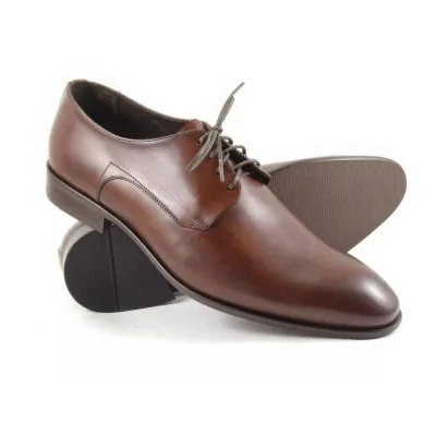 Derby męskie orzech Premium Pilpol 1480 ze skóry cielęcej