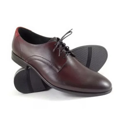 Derby męskie burgund Pilpol 1679 eleganckie buty wizytowe