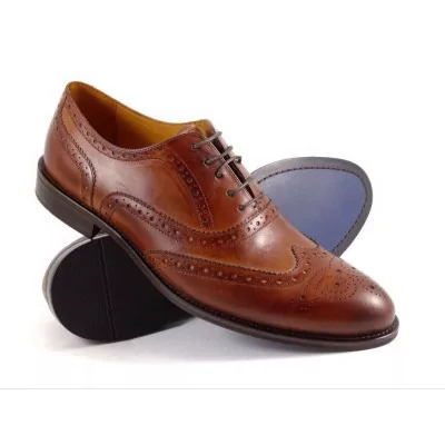 Oxfordy męskie koniak Pilpol 1666 brogowane eleganckie buty premium