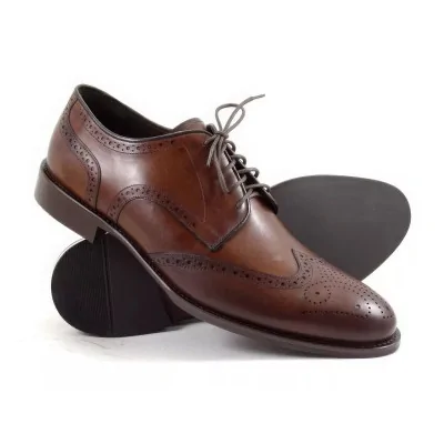 Derby męskie orzech Pilpol PW054 brogowane premium