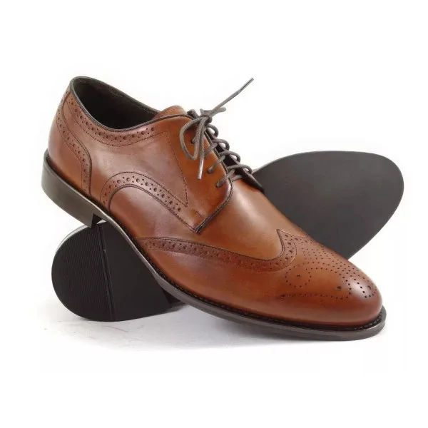 Derby męskie koniakowe brogowane Pilpol Prato PW054 Premium