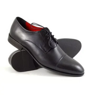 Derby męskie czarne Pilpol 1488 Premium cap toe 4 eyelety