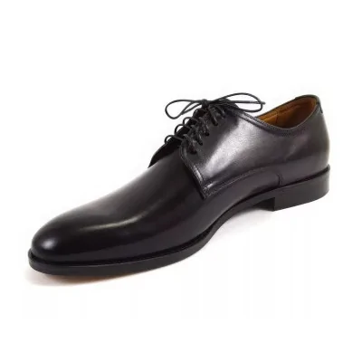 Derby męskie czarne Exclusive – skórzana podeszwa