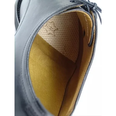 Derby męskie czarne Exclusive – skórzana podeszwa