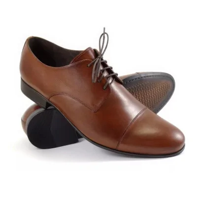 Derby męskie koniakowe Pilpol 1702 skórzane cap toe