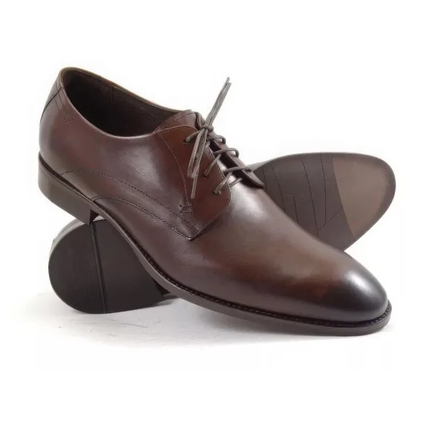 Derby męskie ciemnobrązowe PW053 premium