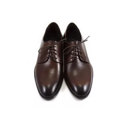 Derby męskie ciemnobrązowe PW053 – premium skórzane