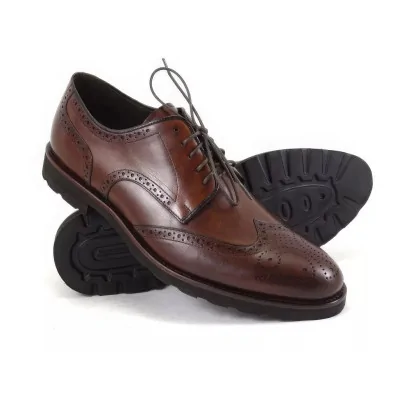 Oxford brogsy męskie orzech PW044 premium z perforacją wingtip i lekką podeszwą piankową